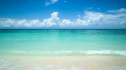 Obraz premium Serene Tropical Beachscape Under A Blue Sky