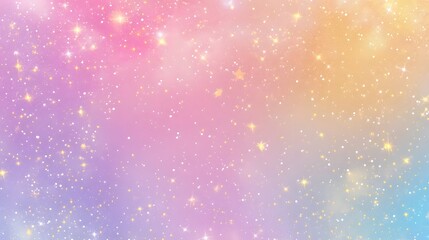 Obraz premium Pastel Rainbow Galaxy Background With Sparkling Stars