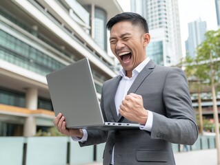 Confident asian executive networking in a dynamic professional event atmosphere