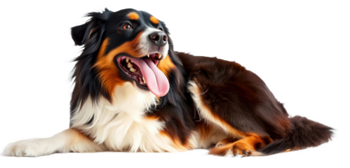 Joyful Canine Delight A Cheerful Dog Relaxing with Tongue Playfully Out, Captured on a Crisp Transparent Canvas.