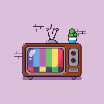 A vintage television icon illustration concept Isolate old tv design