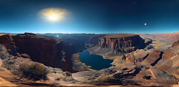 Canyon Lake Under Alien Sun and Moon