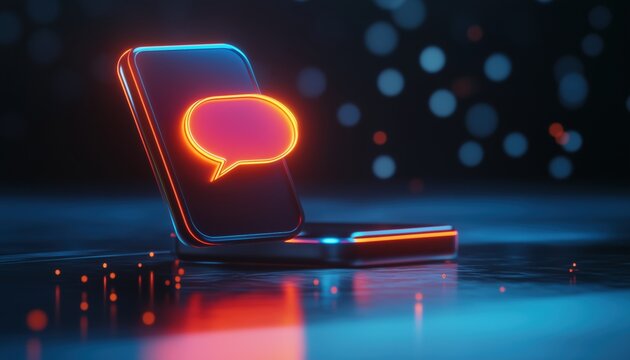 3d Speech Bubble With New Message Notification On Mobile Phone For Social Media Conversations And Chat Messages - 3d Call Speech Render.