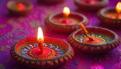 diwali diyas with intricate hand painted patterns