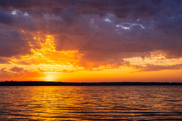 sunrise over lake thunderbird, OK.