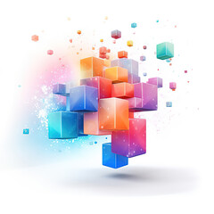 Colorful Abstract 3D Cubes Floating 
