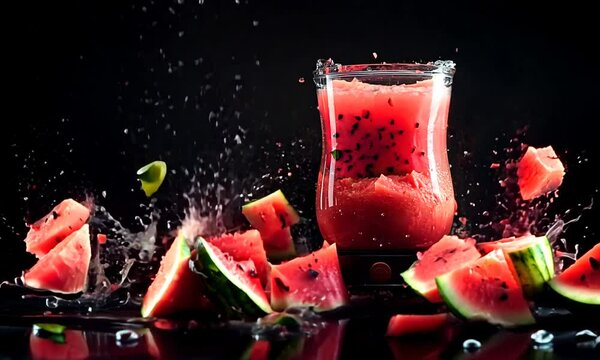 Juicy Watermelon Blitz: Dynamic Splash Art and Fresh Fruit Explosion
