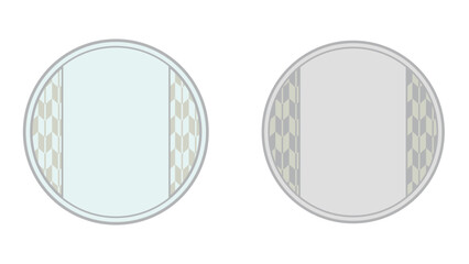 丸の両端に矢絣模様。和柄。２つセット。水色とグレー。