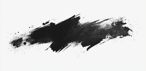 Obraz premium Black Ink Brush Stroke on Transparent Background, Vector Shape with Smudge Effect