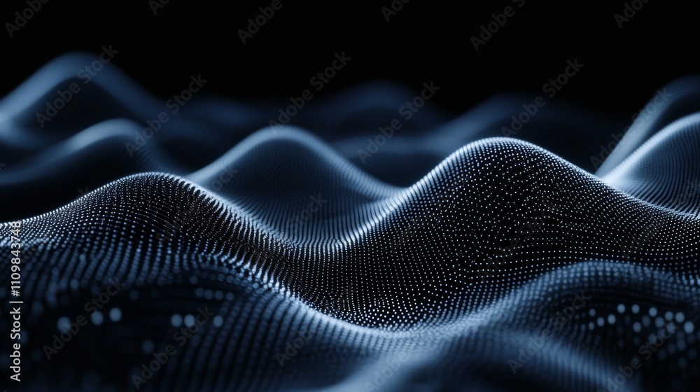 Aufkleber abstract 3d wave formation with dots in dark background