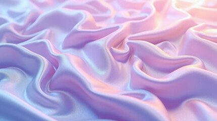 Fototapeta premium purple silk Abstract colorful holographic fabric with iridescent shades waves, close-up view. Futuristic and modern texture concept