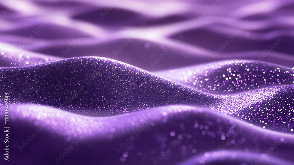 Sticker shiny purple sanded texture shimmering violet symmetrical background with depth of field. shimmering