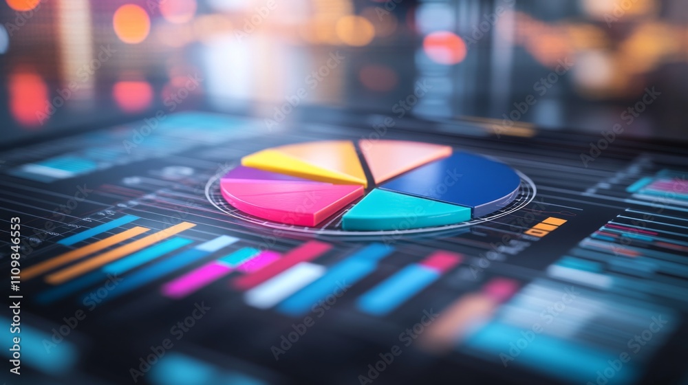 Aufkleber Colorful Pie Chart and Data Visualization on Digital Screen