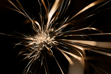 sparks from the grinder glowing in the dark