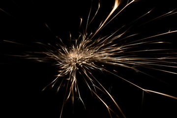 sparks from the grinder glowing in the dark
