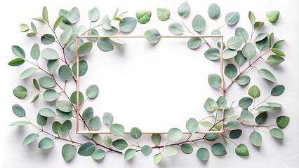 Obraz premium Simple Greenery Frame with Blank Space for Text or Image Ideal for Invitations, Cards, and Announcements
