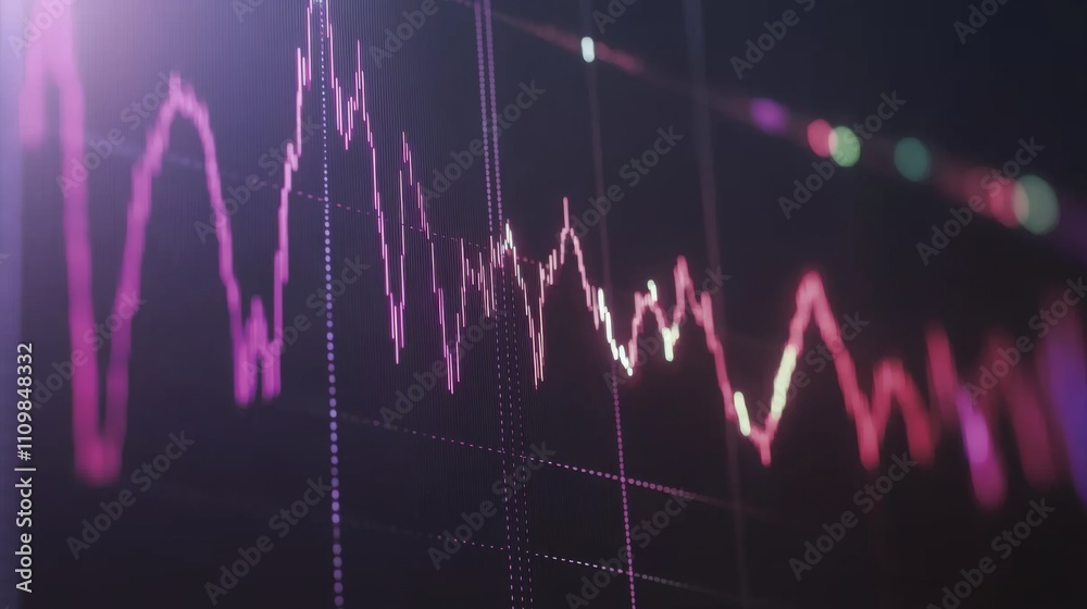 Poster abstract graph with colorful lines representing data trends