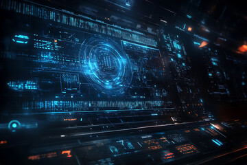 Obraz premium Blue digital binary data on a computer screen, creating a futuristic, high-tech atmosphere with flowing numbers and abstract patterns