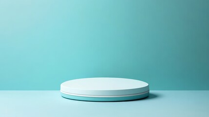 A Light Blue Circular Platform Against A Teal Background