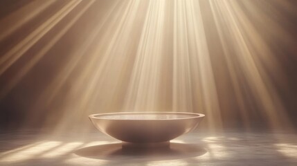 Serene Water Bowl Illuminated by Divine Light Rays