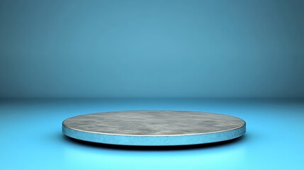 Obraz premium Silver Circular Platform on Blue Background