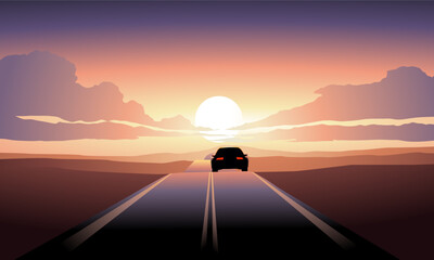 sunset on the road