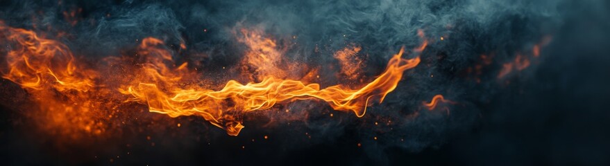 Fototapeta premium Flaming texture with a fiery border isolated on a black background