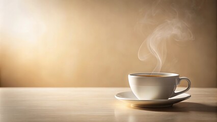 Obraz premium Aromatic Steam Rising from a Warm Cup of Coffee on a Table