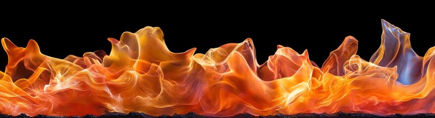 Flaming texture with a fiery border isolated on a black background