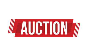 Auction red vector banner illustration isolated on white background