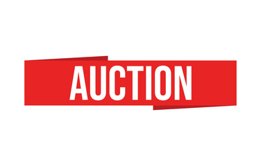 Auction red vector banner illustration isolated on white background