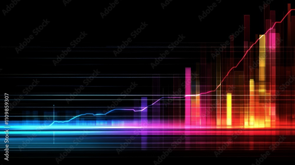 Fototapete vibrant abstract graph visualization with colorful bars and lines