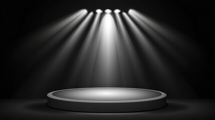 Illuminated Stage Platform With Spotlights Above