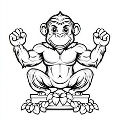 Happy Baroque Monkey Coloring Page Design