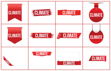 Climate red vector banner illustration isolated on white background