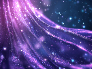 Obraz premium Glowing purple fabric with starry light effects creates magical ambiance.