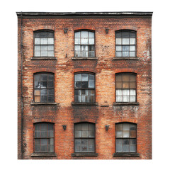 Fototapeta premium Urban brick building with vintage windows in a historic neighborhood