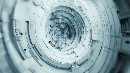 A 3d blueprint of a futuristic mechanical project against a technical backdrop, with plenty of room for text or a product. Mechanical. Illustration