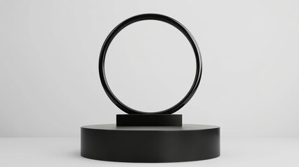 Black Oval Frame on a Cylindrical Base