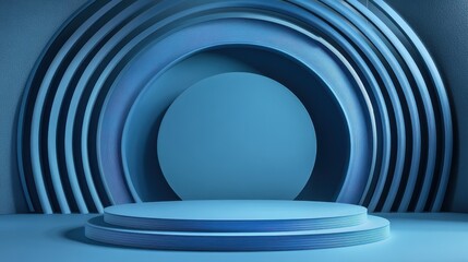 Naklejka premium Abstract Blue Circular Platform Background Design