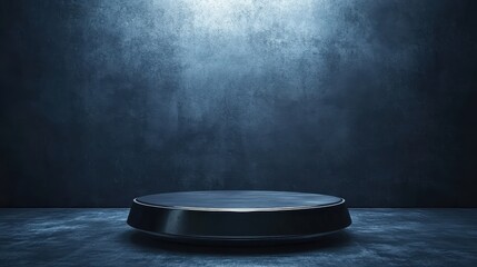 Dark Blue Background With Metallic Circular Platform