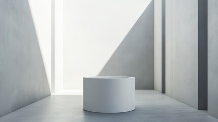Fototapeta premium White Cylinder in a Minimalist Concrete Room