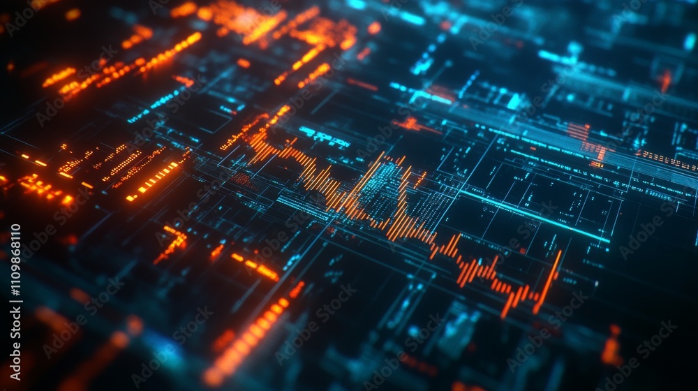 digital abstract background with glowing lines and data patterns