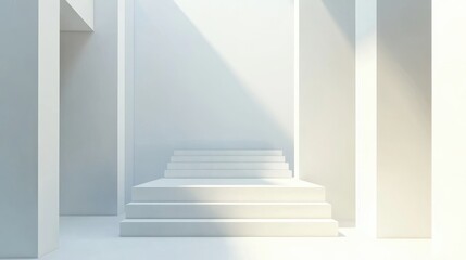 Fototapeta premium White Minimalist Staircase Modern Architecture Design