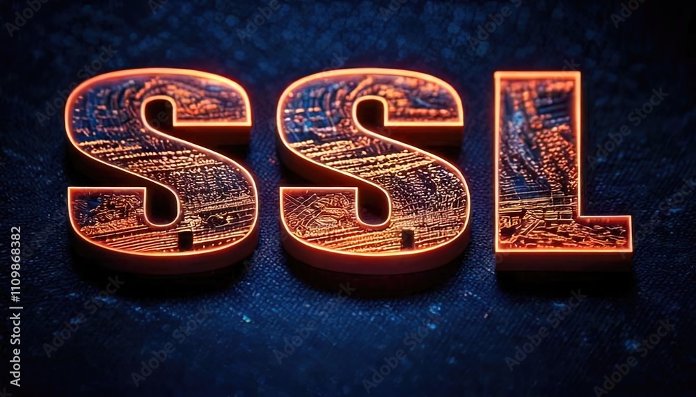 Poster secure socket layer encryption symbol with circuit design