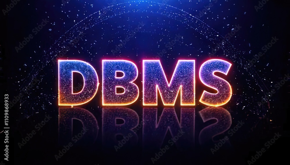 Poster dynamic and vibrant dbms typography against a starry background
