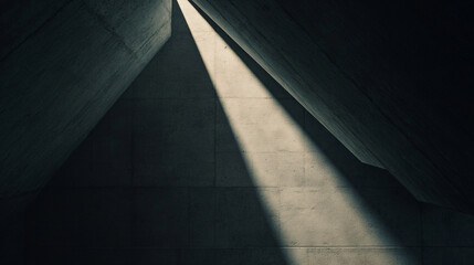 Fototapeta premium dynamic interplay of light and shadow creates mysterious atmosphere in this architectural space, highlighting textures of concrete walls