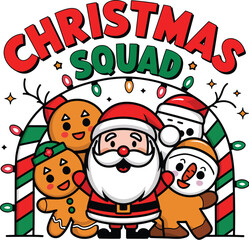 christmas, santa, cartoon, xmas, holiday, winter, vector, claus, merry, card, happy, illustration, santa claus, greeting, celebration, snowman, design, cute, tree, snow, decoration, gift, year, new, m