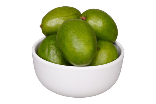 Fresh ambarella or kedondong in a white bowl isolated transparent