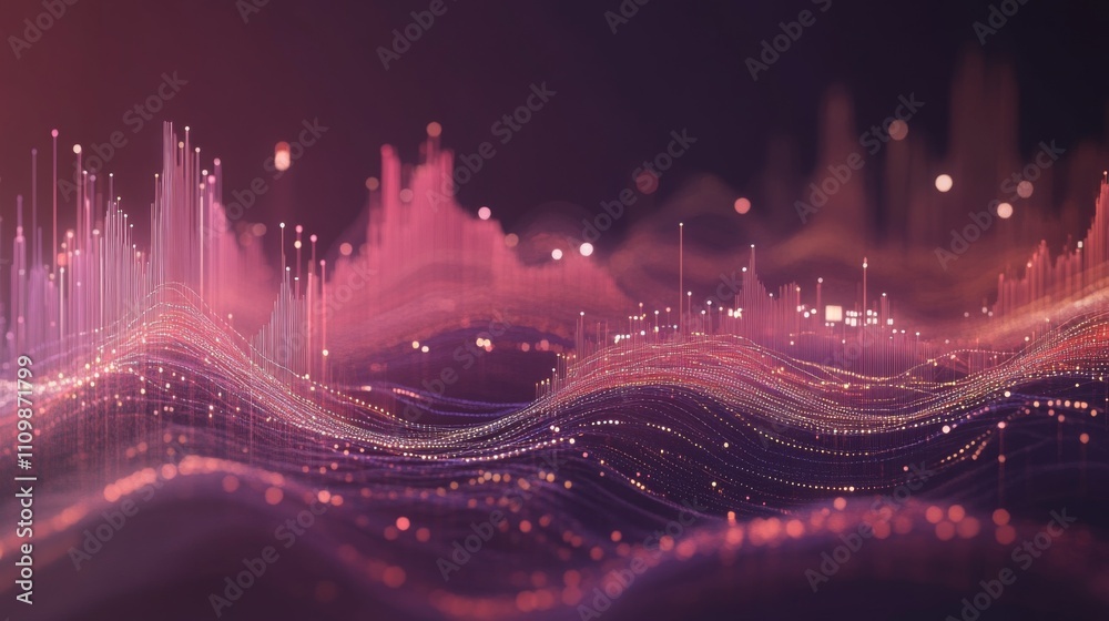 Poster Abstract Digital Waveforms with Colorful Light Effects in Motion